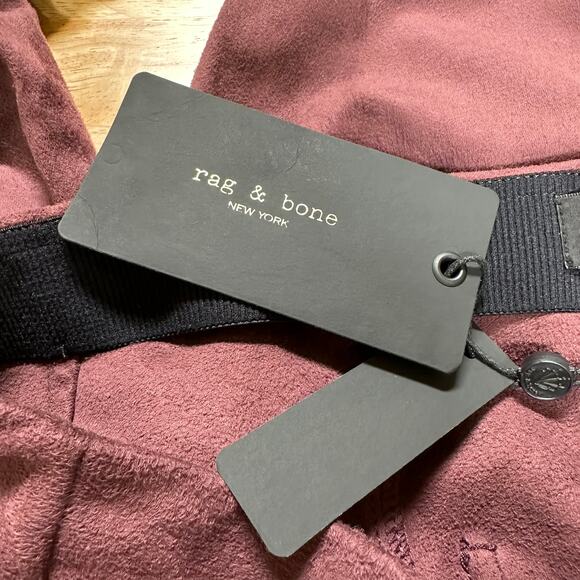 Rag & Bone NWT Embroidered Faux Suede Slim Leg Pants Burgundy Size XS Pull-On - Picture 11 of 13